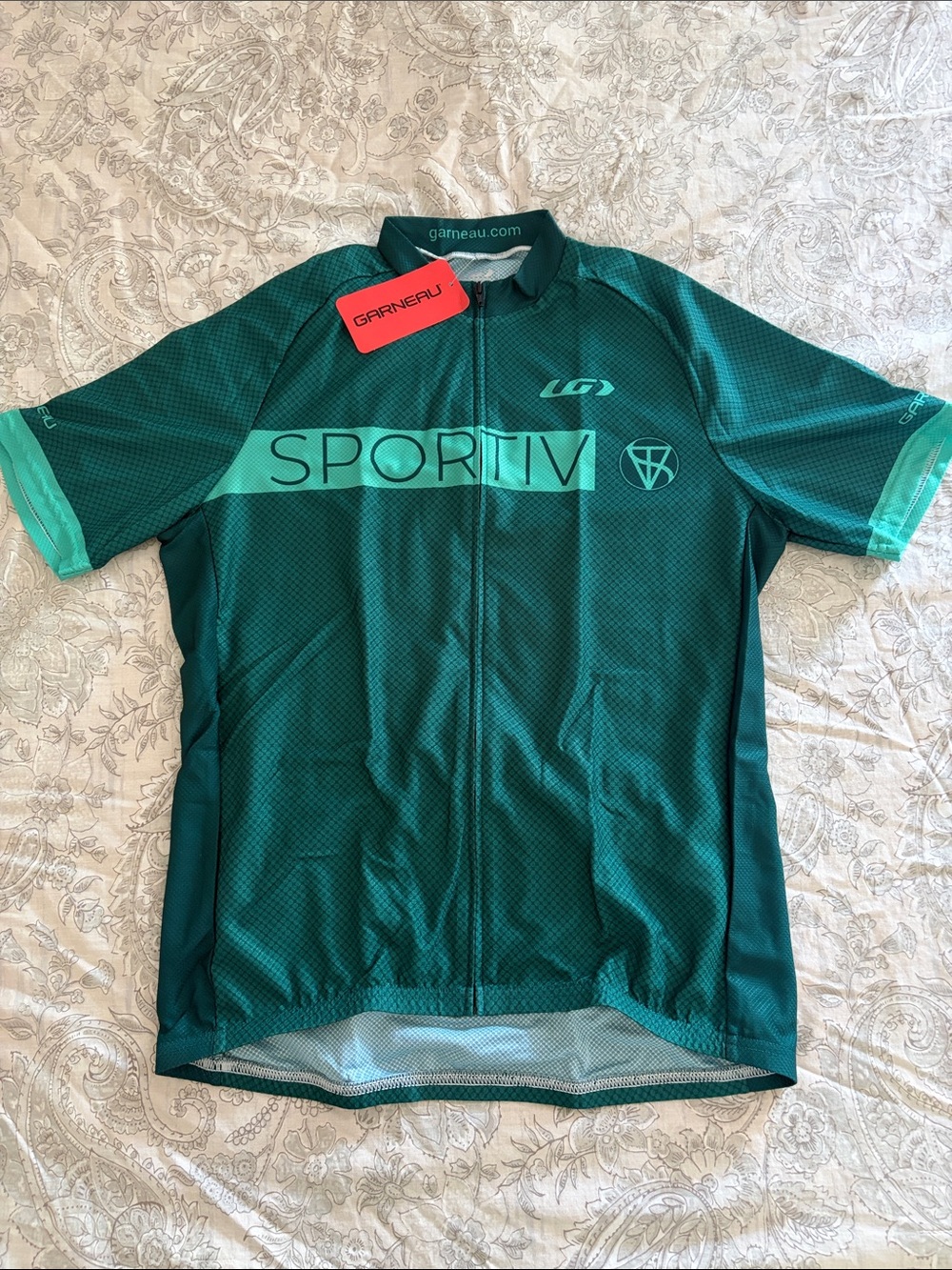 NWT! Green LOUIS GARNEAU Sportiv Full Zip S/S Cycling Jersey Size Medium